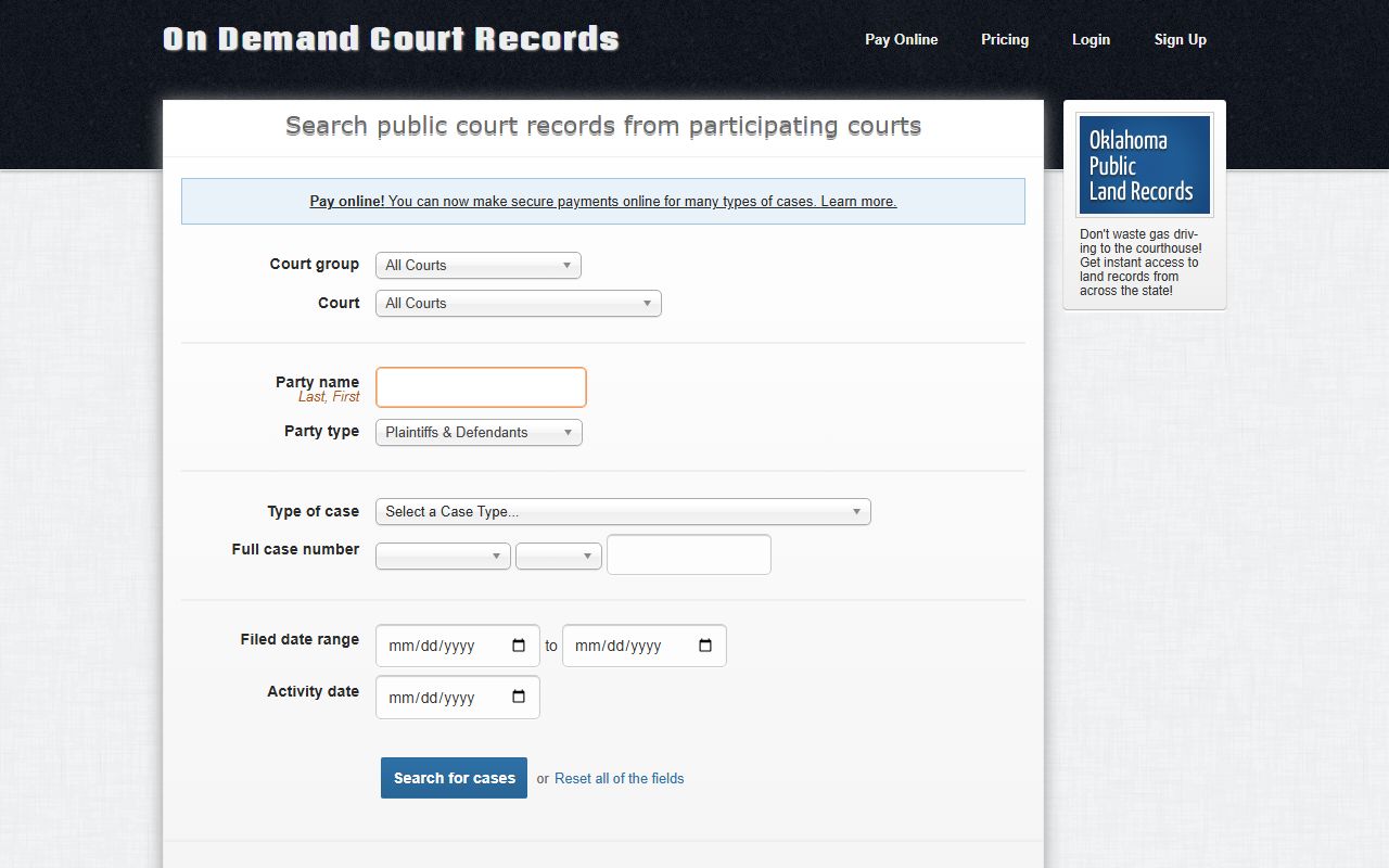 ODCR public search interface for Haskell County court records