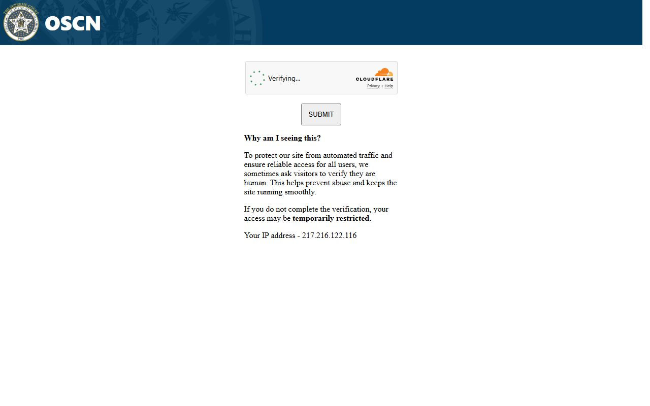 OSCN docket search screen for Haskell County court records