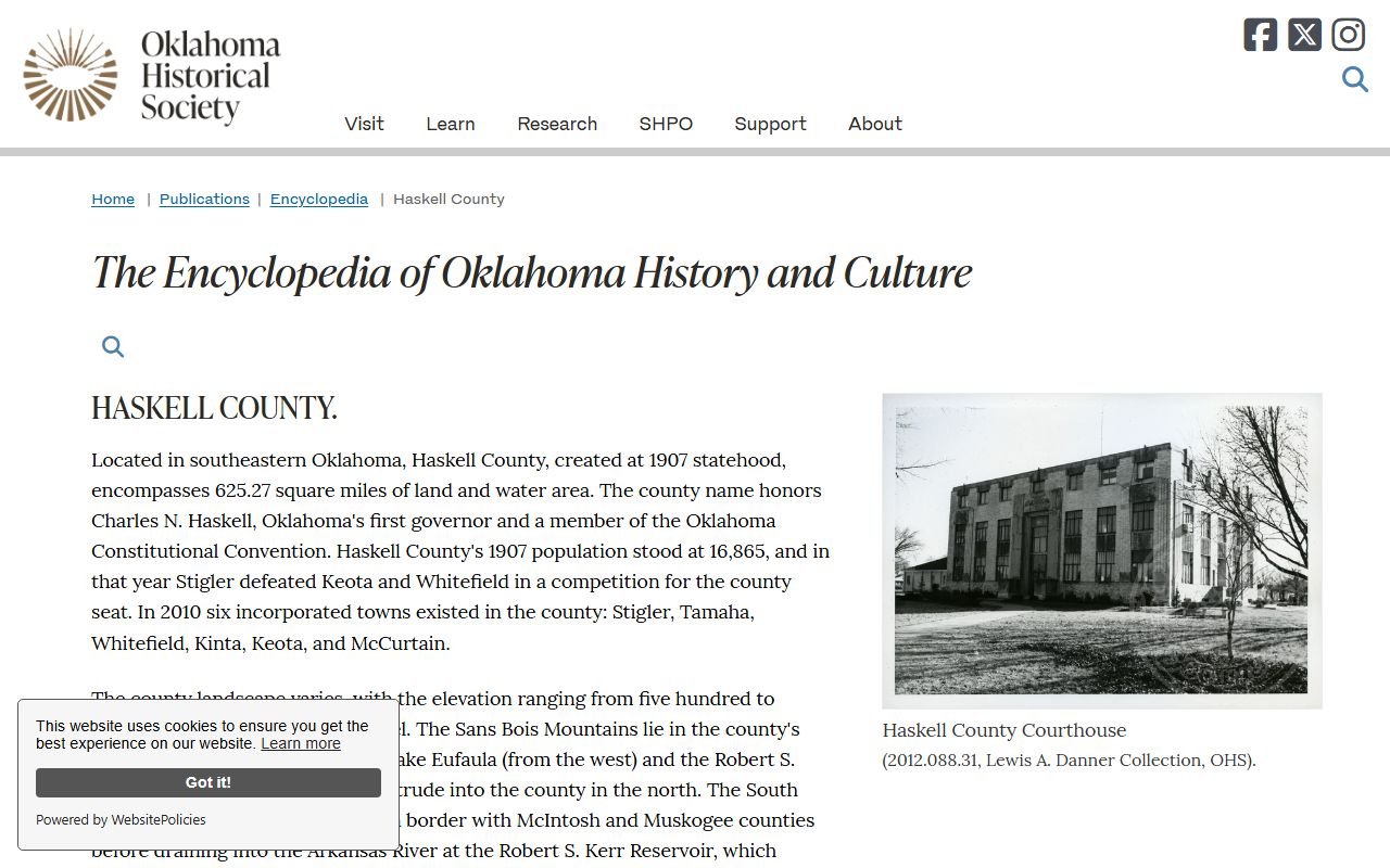 Haskell County history context for court records