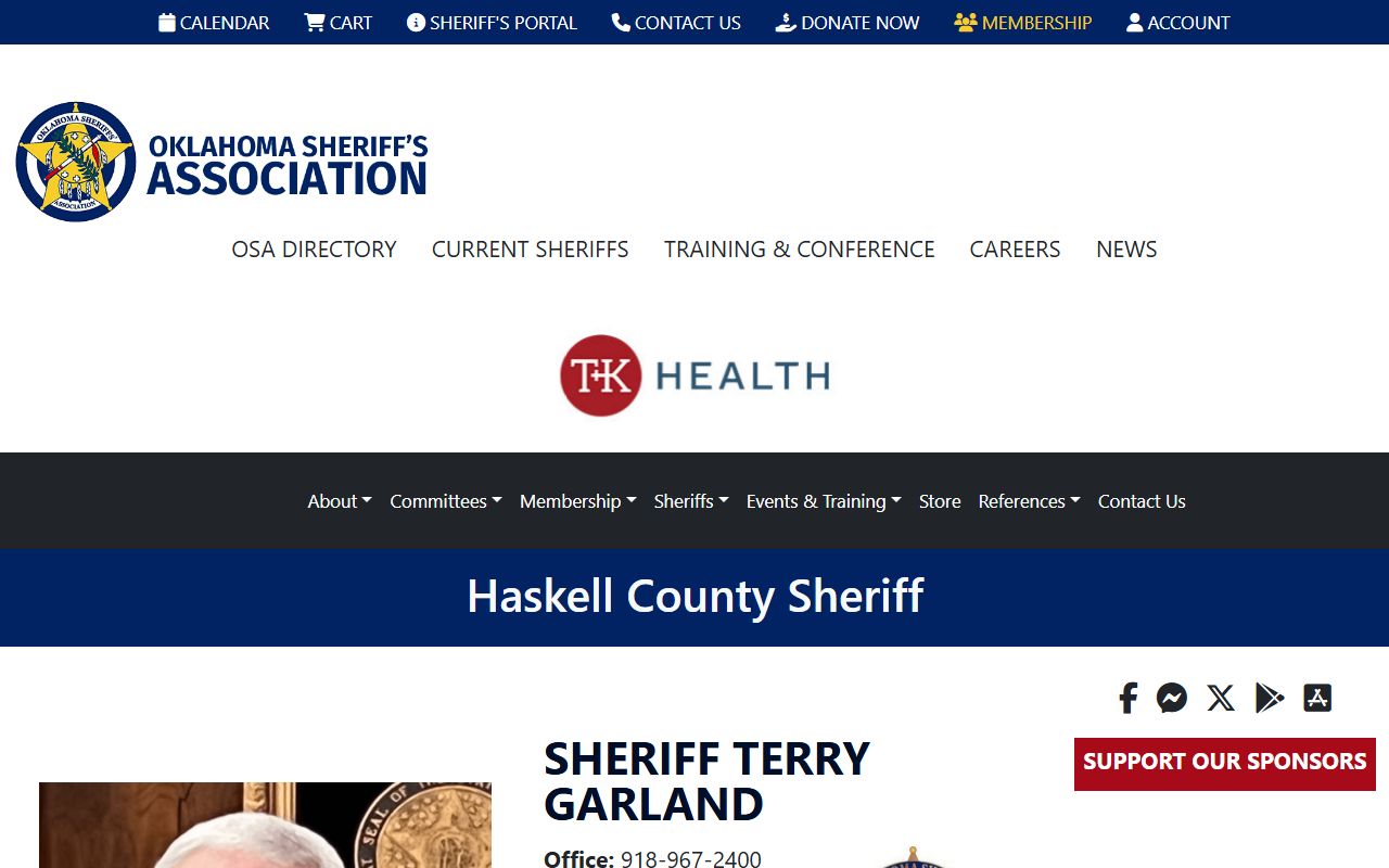 Haskell County warrant lookup through the sheriff association listing